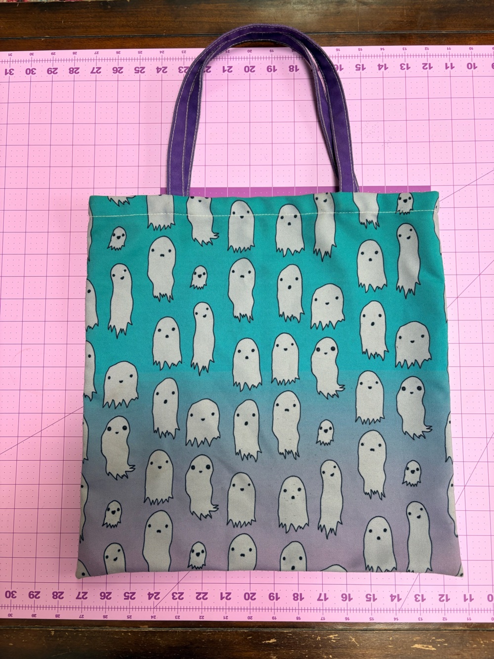 Pastel Spooky Ghost Print Tote Bag